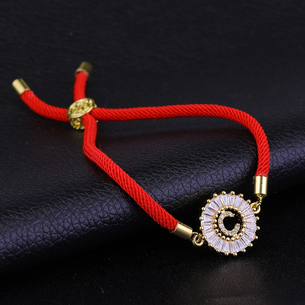 JUWANG Кристалл 26 первоначальных букв талисманы с Красной веревкой счастливые браслеты для женщин мужчин пара Счастливая веревка красные Ювелирные изделия Подарки