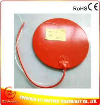 

Diameter 300*1.5mm Heated Bed for 3d printer Flexible silicone rubber heater 110vAC 550w adhesive 1side 100K 500mm leadwire