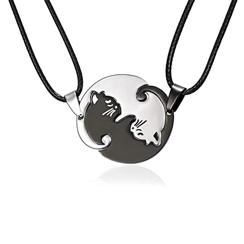 

Couple Necklace For Women Men Gifts For Boyfriend Girlfriend Valentines day Gifts Husband Wife Cat Pendant Charm
