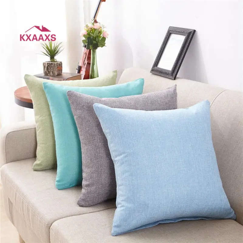 

cotton pillow cases covers pillowcases Cushion Cover in Pink Blue Green for pet kids bedding and sofa in hidden zipper