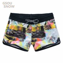 Gsou снег фирменный женский пляжный купальник шорты для валяния бикини с принтом дамы Дайвинг Плавание Серфинг Спортивные шорты