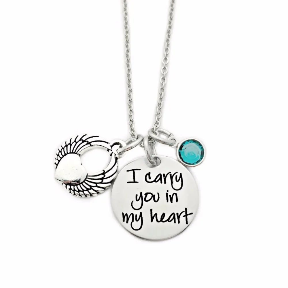 

Personalized Memorial Necklace I Carry You In My Heart Necklace Miscarriage Remembrance fashion Necklace N285
