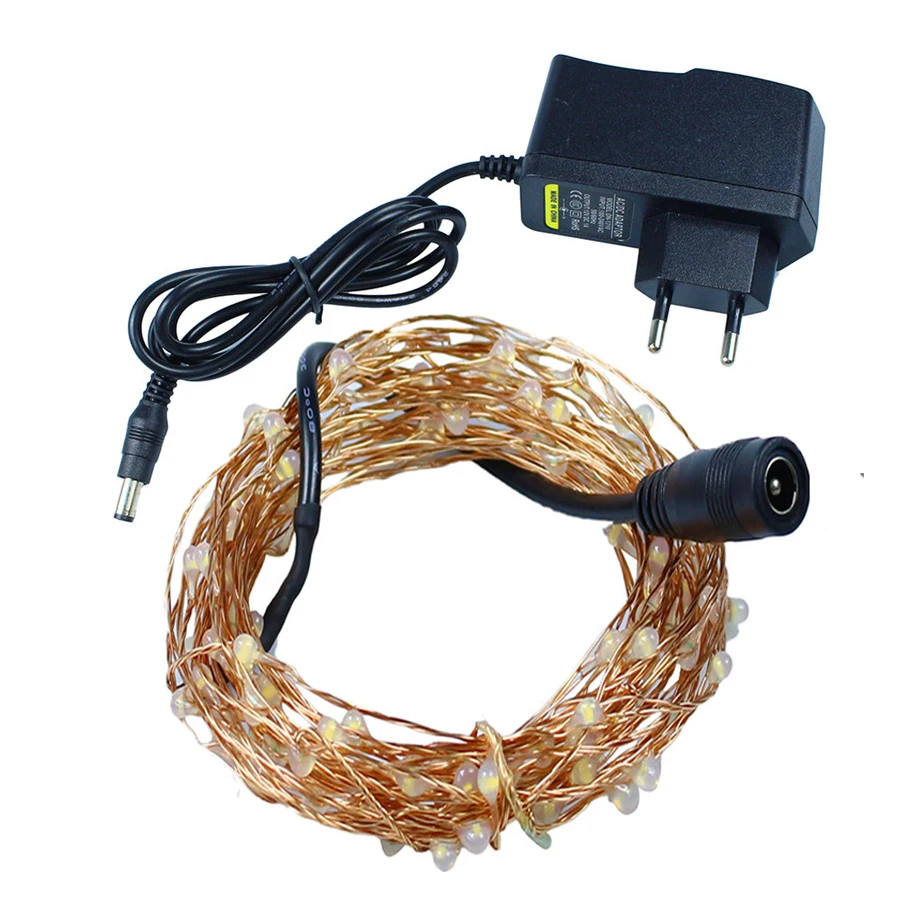 Copper Wire LED String Light 6m 120 LED Christmas lights 8 Colors + 12V