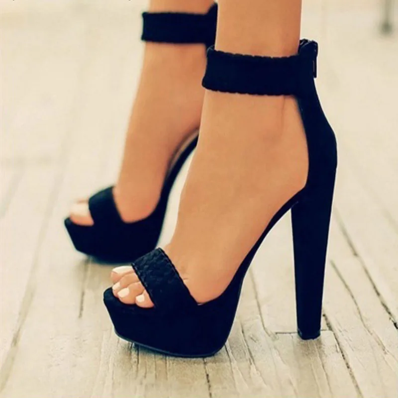 

Summer Women Platform Sandals Shoes Ankle Strap Lady Sexy European Design High Heels Sandals Shoes Crocodile Pattern Zip
