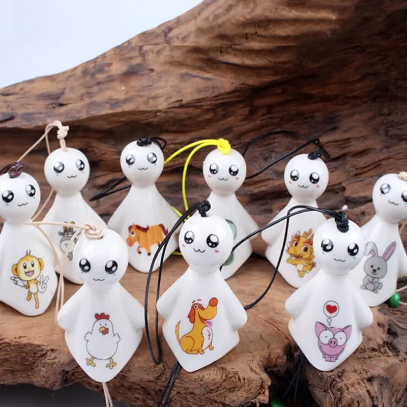 

Ceramic Wind Chimes Ceramic Windchimes Sunny Dolls Pendant Car Ornament Hanging Miniature Home Decoration Figurine Wind Chimes