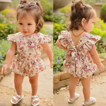 

Newborn Infant Kids Baby Girls Floral Romper Jumpsuit Outfit Playsuit Clothes cotton fabric skin-friendly August 14