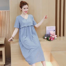 Корейское длинное серое платье для кормящих мам хлопковые летние платья для кормящих мам Одежда для беременных Одежда для медсестер