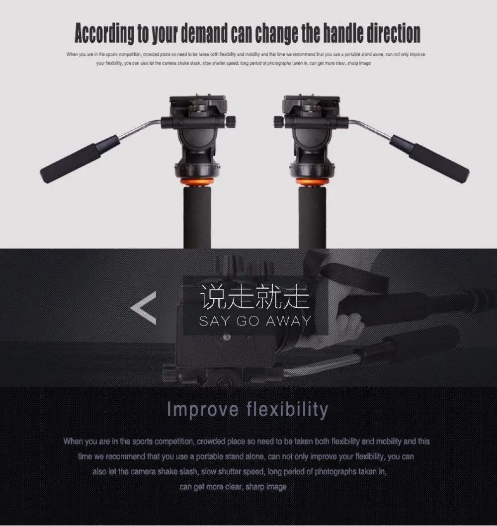

QZSD wholesale Q238 aluminum alloy camera monopod & professional DSLR monopod for Nikon Canon DV & max height is 1450mm