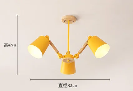 Lustre светодиодный светильник для гостиной подвесные светильники люстры para sala de jantar абажур деревянные светильники для столовой - Цвет корпуса: 3 lights yellow