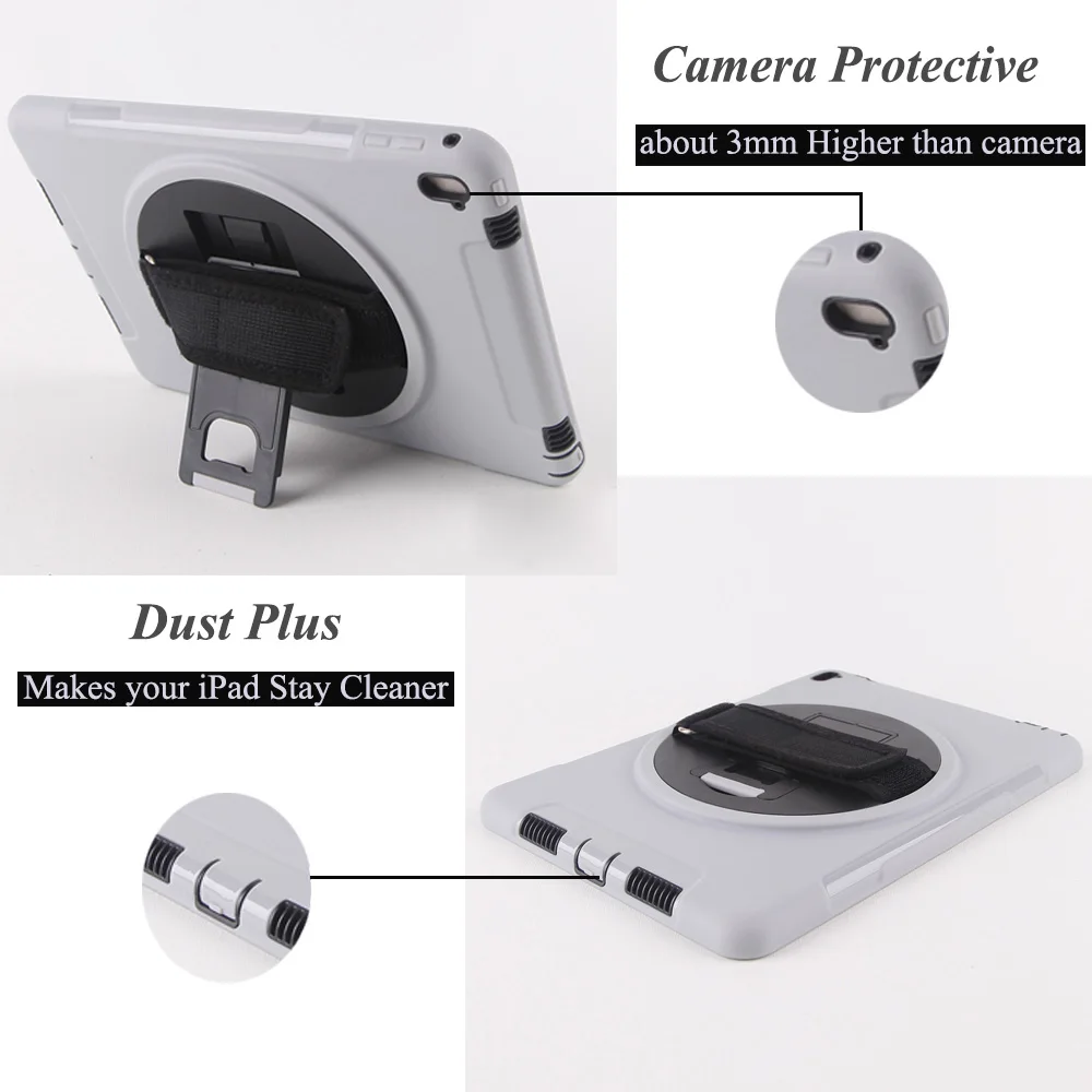 Case for iPad Pro 9.7 with 360 Degree Rotating Hand Strap and Kickstand, Miesherk Heavy Duty Shockproof Drop Protection Cover Case for iPad Pro 9.7 with 360 Degree Rotating Hand Strap and Kickstand, Miesherk Heavy Duty Shockproof Drop Protection Cover