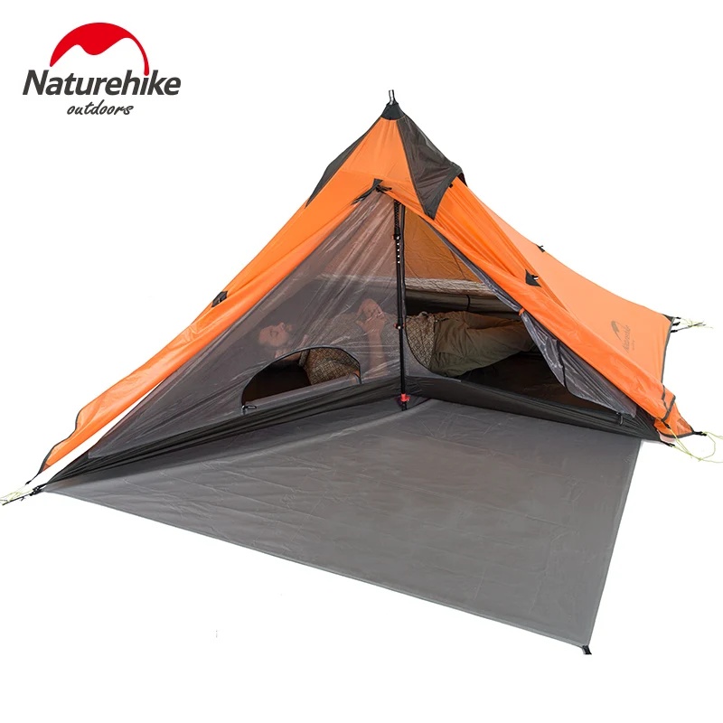 Naturehike Double Layers Minaret Ultralight Pyramid Tent Ultra-light Tents Outdoor Camping With Mat For 1-2 person