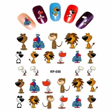 Искусство ногтей Красота наклейка на ногти водная наклейка слайдер мультфильм животное ПАВЛИН кролик корова морская черепаха Осьминог RP055-060