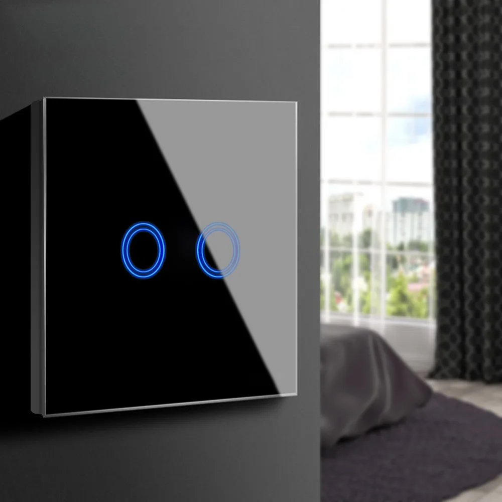 

Modern Touch Switch Interruptor 1/2/3 Gang Crystal Panel Wall Switch Home Decoration Touch On/Off LED Light Switches