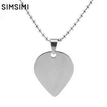 

Simsimi Hiphop Rock style stainless steel peach heart charms both sides mirror polished guitar pick Necklace shiny jewelry 10pcs