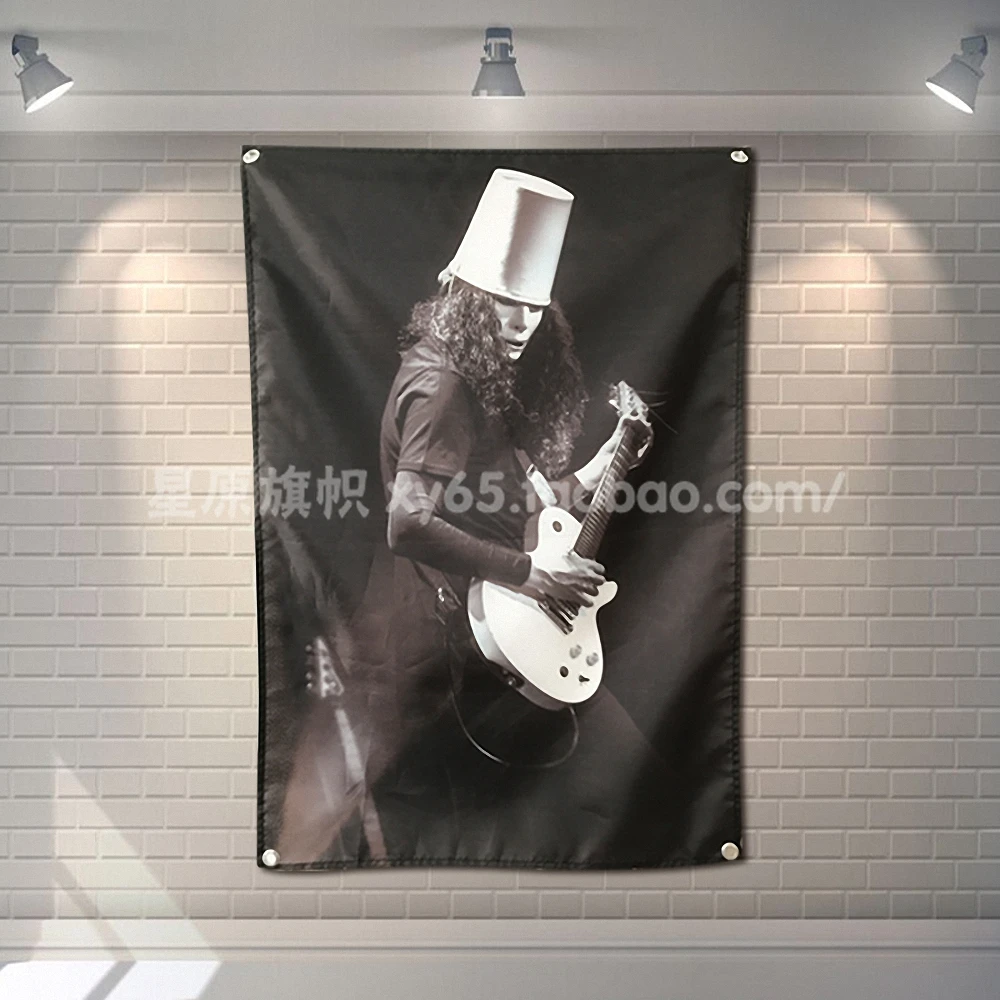 

BUCKETHEAD Rock Band Poster Banners Bar Cafe Hotel Decoration Hanging Art Waterproof Cloth Polyester Fabric Flags Theme Painting