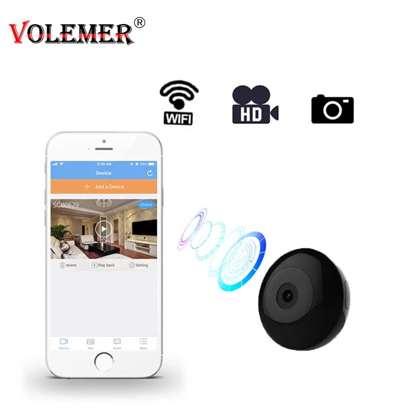Volemer Wi-Fi IP мини-видеокамеры 720P Мини-камера HD Датчик беспроводная видеокамера