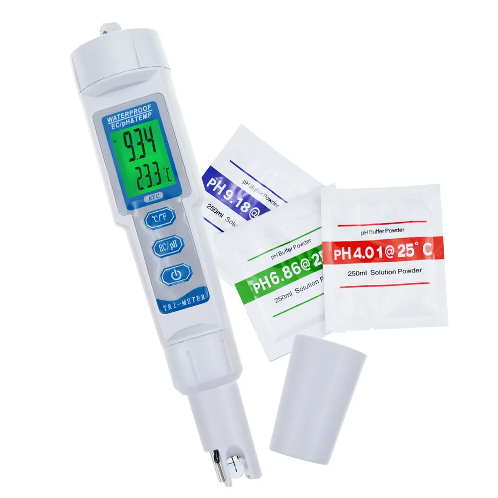 

Water Quality Analyzer Multi-Parameter 3 in 1 pH / EC / Temperature Waterproof Meter Monitor Pen Type Acidometer