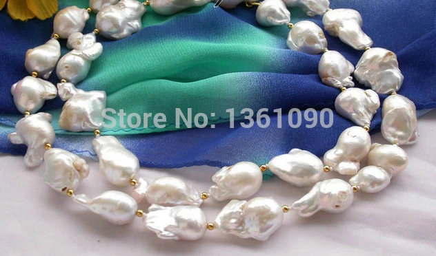 

00662 33" 28mm BAROQUE WHITE KESHI REBORN PEARL NECKLACE (C0309)