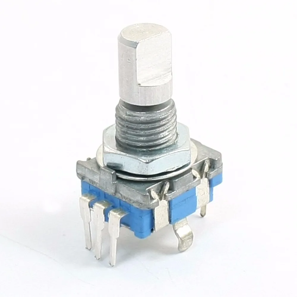 

UXCELL 5Pin D Shaft 20 Detents Points 360 Degree Rotary Encoder w Push Button Momentary Shaft Dia 6mm Blue High Quality New