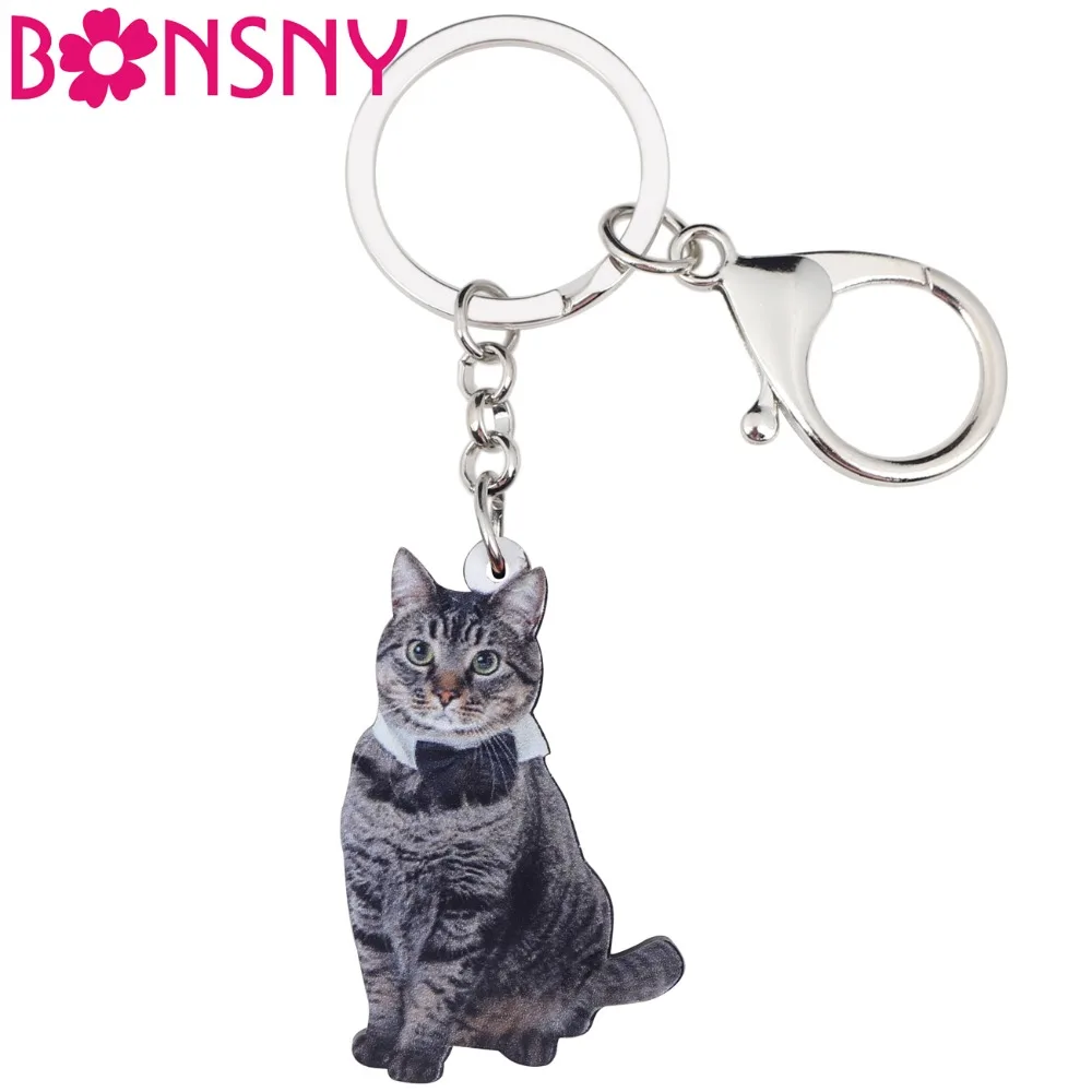 Bonsny акриловые элегантные брелки с бантом для котят и кошек кольца ключей