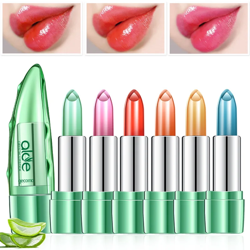 

New Batom 99% ALOE VERA Natural Temperature Change Color Jelly Lipstick Long Lasting Moistourizing Lip Makeup