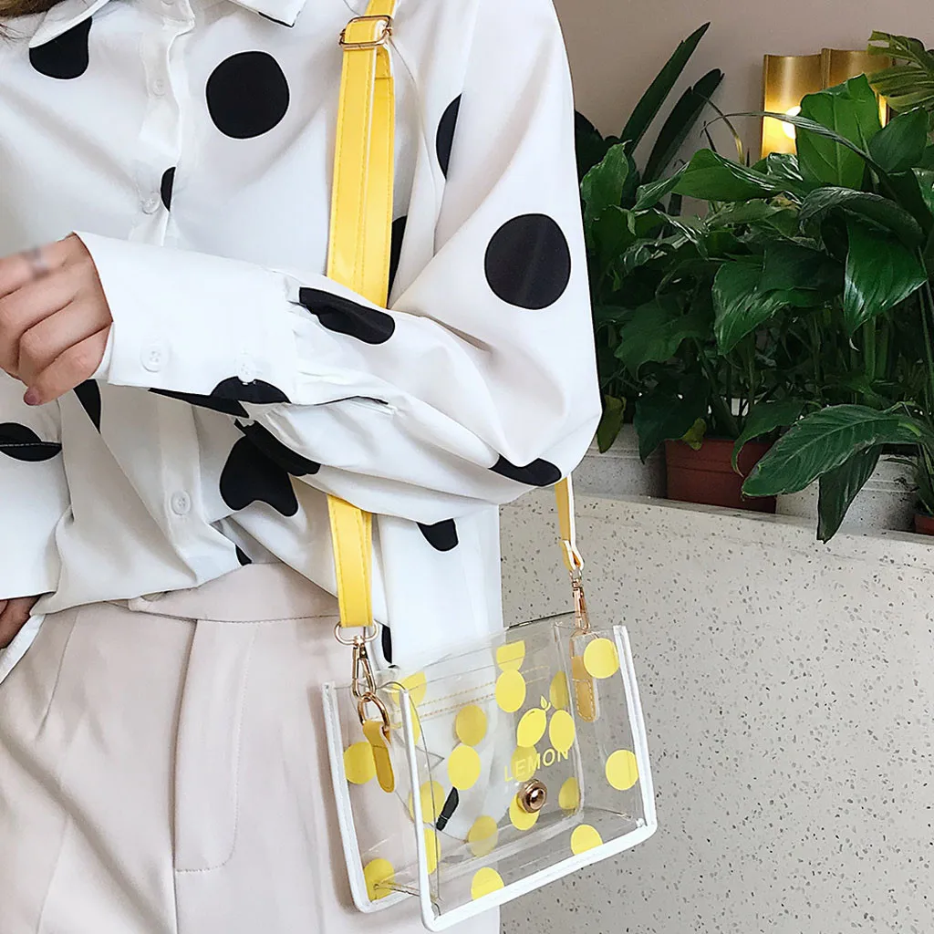 

JINBAOLAI jelly clear bag for Women transparent bag Wave Point Transparent Shoulder Fruit Grain crossbody bags for women#509g40