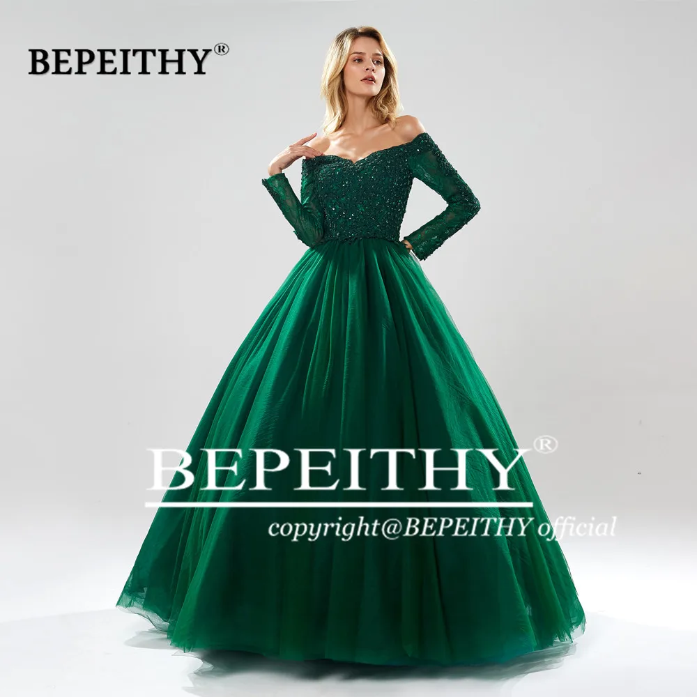 BEPEITHY бальное платье с длинными рукавами, вечерние платья, милое зеленое вечернее платье, вечерние платья Abendkleider
