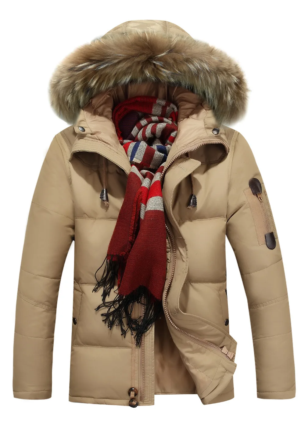 2015 men's casual men Down jacket fur collar and long sections when fitted jacket big yards