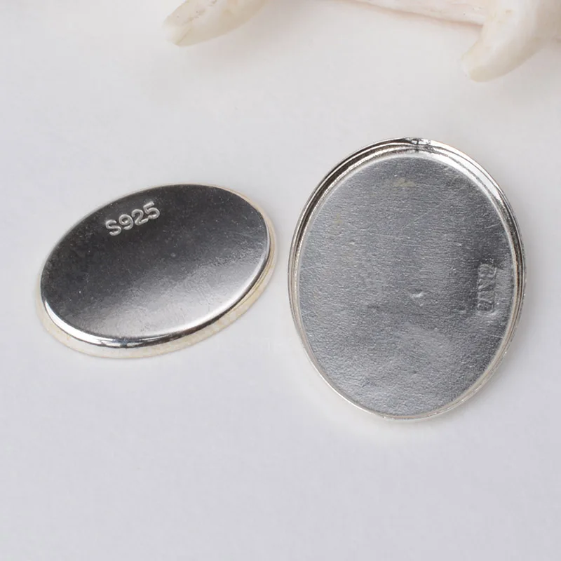

Solid 925 Sterling Silver Oval Cabochon Trays Locket Settings