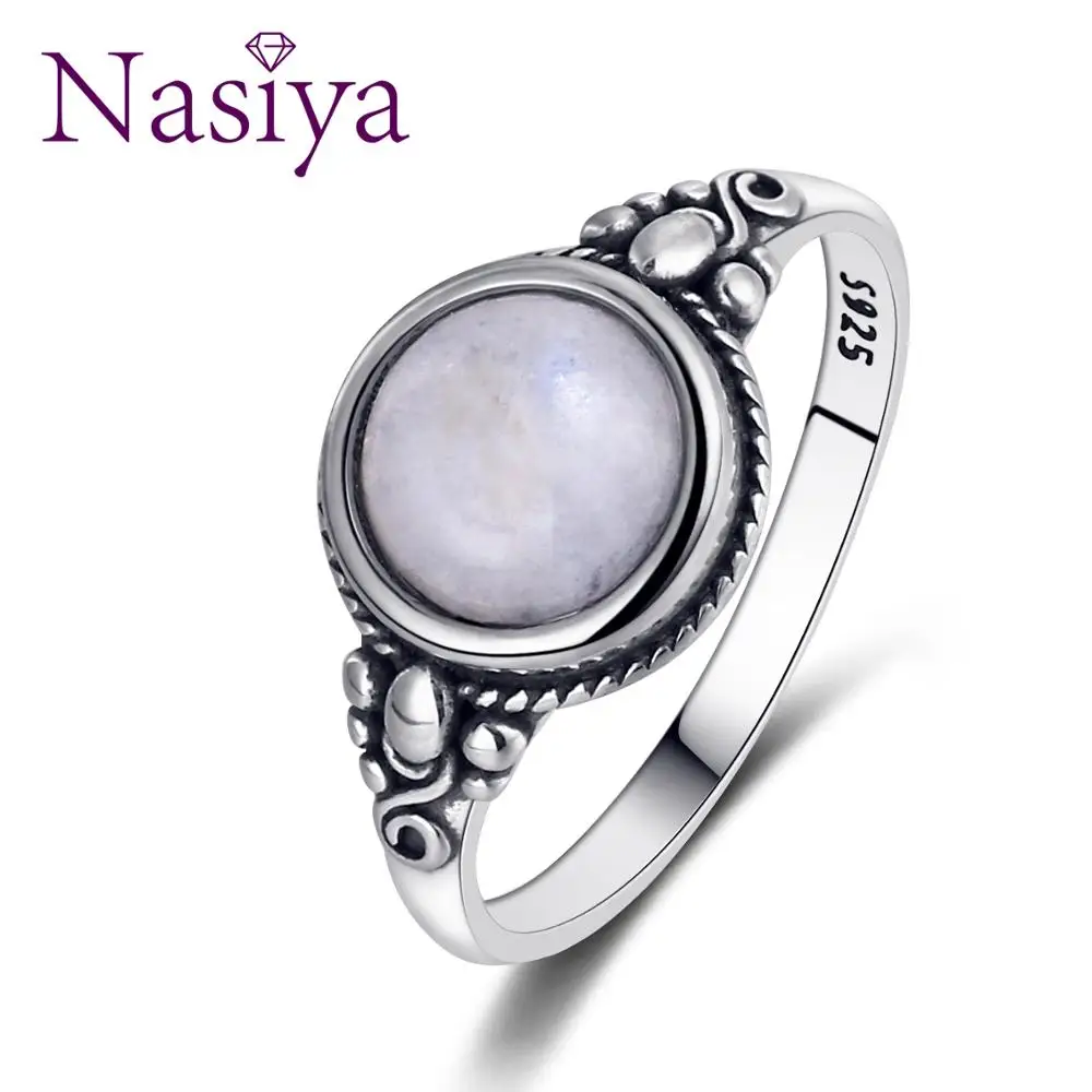 

Nasiya New Trend Women's Moonstone Rings 925 Sterling Silver Moonstone Jewelry Daily Life Wedding Anniversary Engagement Gifts