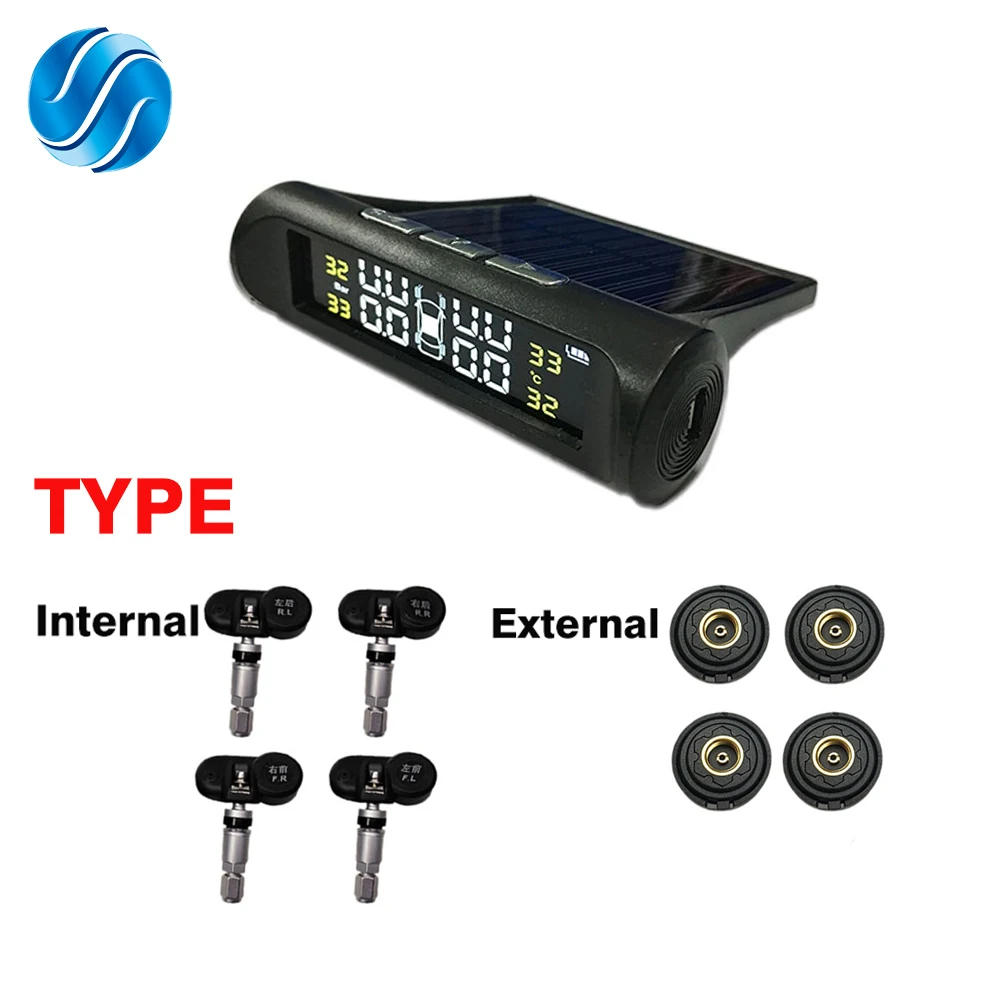 SINOVCLE TPMS Tire Pressure Sensor Alarm Monitor System Internal / External Tire Temperature Sensor Wireless Pressure Sensor