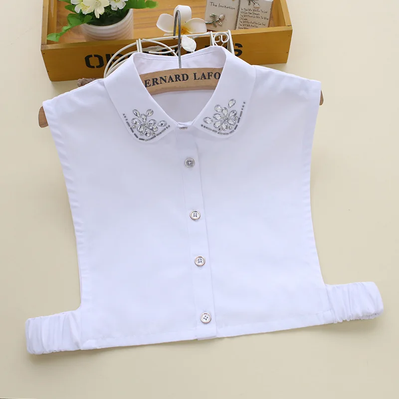 Белая рубашка женская декоративная рубашка сезон с комплектами воротники-обманки хлопок Поддельный Воротник галстук