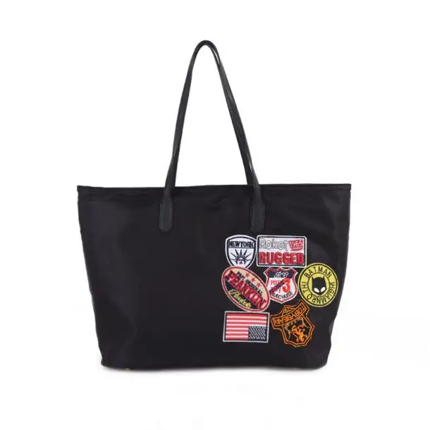

Free shipping Fashion oxford fabric badge large capacity women's shopping casual handbag