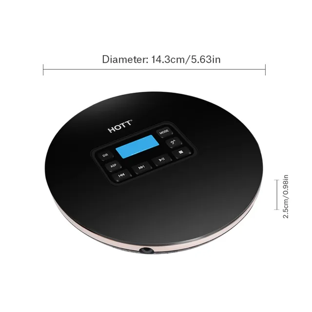 HOTT Portable LCD Display Audio Music Travel CD Player CD-R CD-RW MP3 with Earphone