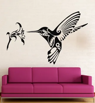 

Wall Stickers Vinyl Decal Hummingbird bird flower Great Rooms Decor