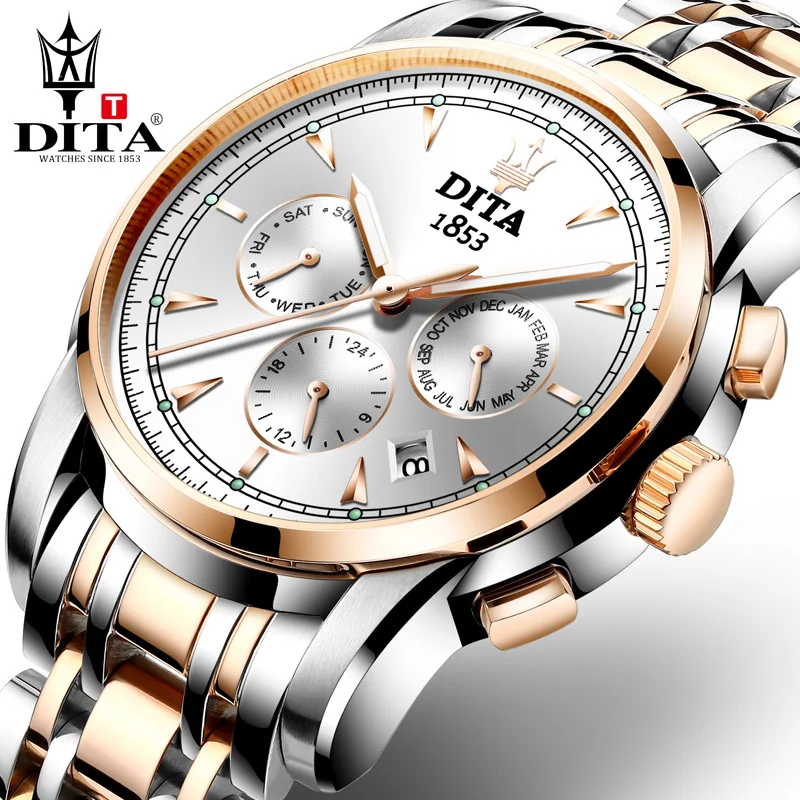 DITA pria Mewah Skeleton Perhiasan Jam 