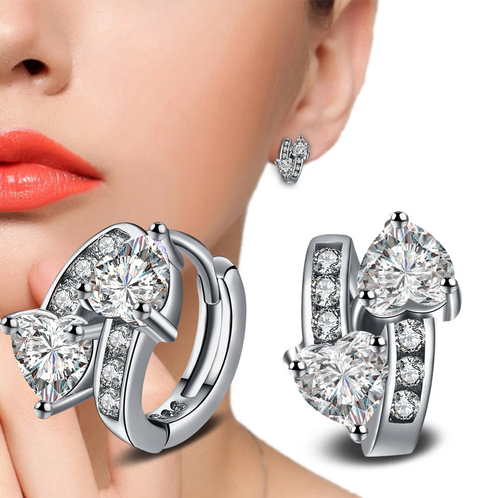 Top Selling Silver Color Luxury Hoop Earring Inlay Zircon Fashion