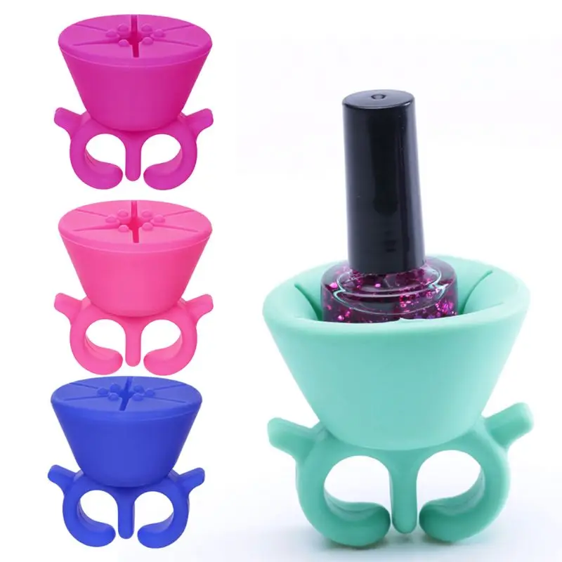 

Silicone Nail Polish Bottle Holder Rings DIY Nail Art Varnish Clip Storage Case Rack Convenient Manicure Beauty Salon Tools
