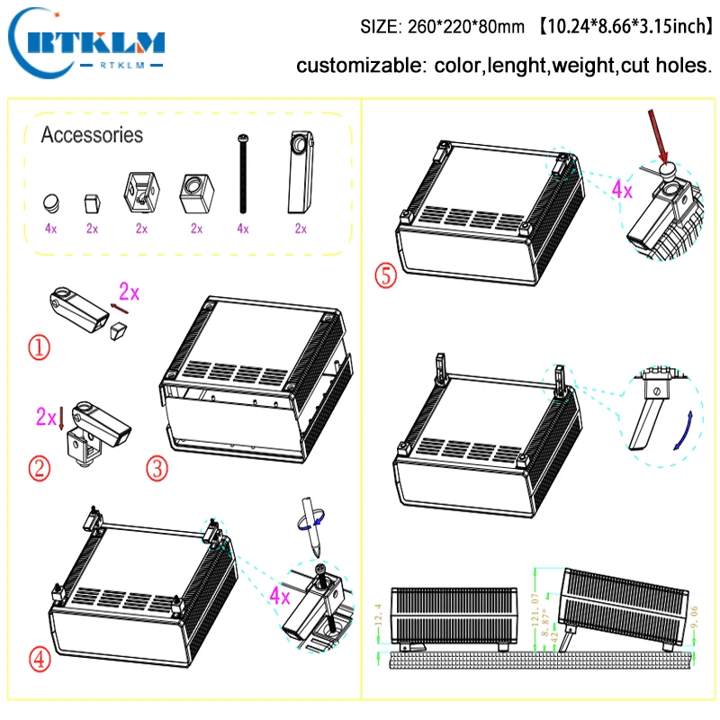 ABS plastic box for electronic projects junction box diy desktop distribution box plastic speaker enclosure 260*220*80mm 1piece