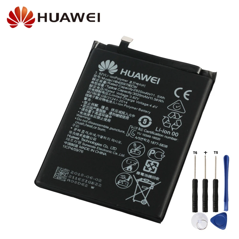 

Original Replacement Battery For Huawei Nova Smart Young CAZ-AL10 DIG-L01 HBB405979ECW Genuine Phone Battery 3020mAh