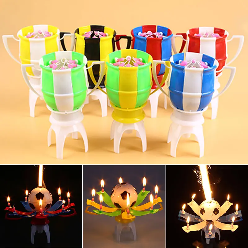

Birthday Gathering Decor Football Trophy Gift Music Candle Party Supplies Automatic Creative