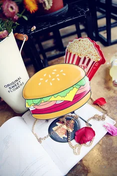 

by dhl or ems 50pcs 2017 Woman Ice Cream Cupcake PU Chains bags Cute Cartoon Hamburger Popcorn Fries Messenger Bags