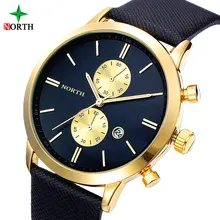 NORTH Quartz Montres Hommes 30 M Imperméable Homme Montre-Bracelet De Mode Casual Véritable Bracelet En Cuir 2016 De Luxe Hommes Montre Bussiness