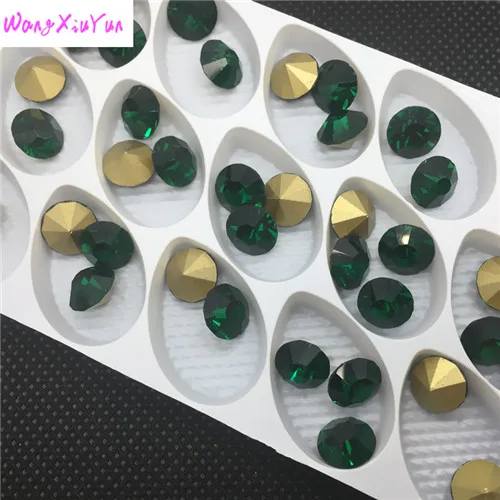 1 все цвета Размеры ss28 ss38 6 мм, 8 мм, стеклянные чатоны заостренные сзади Круглые Хрустальные Необычные кристаллы для ювелирных аксессуаров - Цвет: Emerald