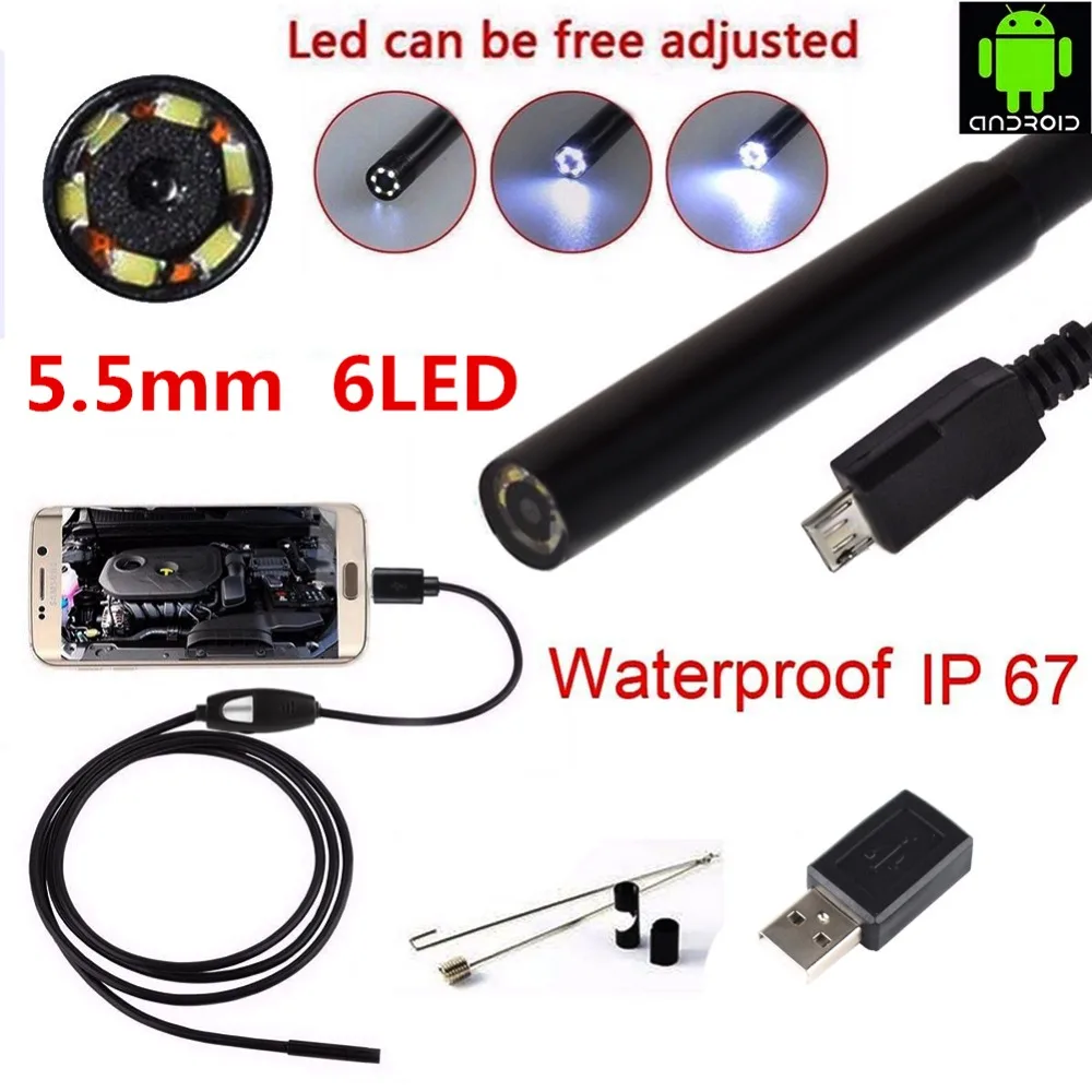 

Borescope Camera 5.5mm Len Inspection Pipe Android Endoscope 1M USB Cable Searching Thing Camcorder IP67 Waterproof Camera
