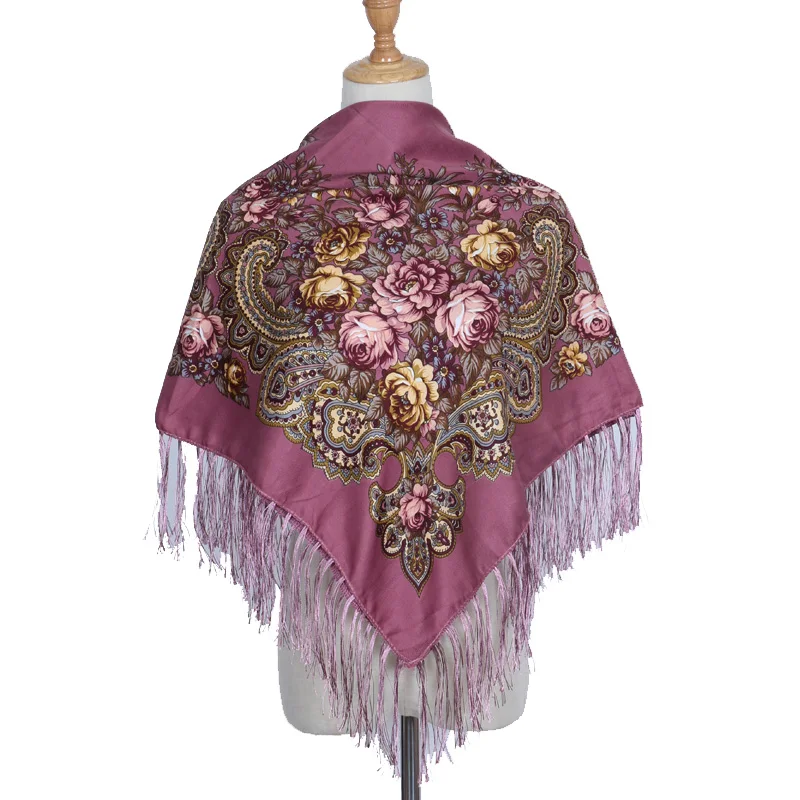 Брендовый модный шарф-шаль, длинный зимний хлопковый шарф с квадратным узором и кисточками, женский шарф с принтом, большие размеры, шали, шарфы - Цвет: skin pink