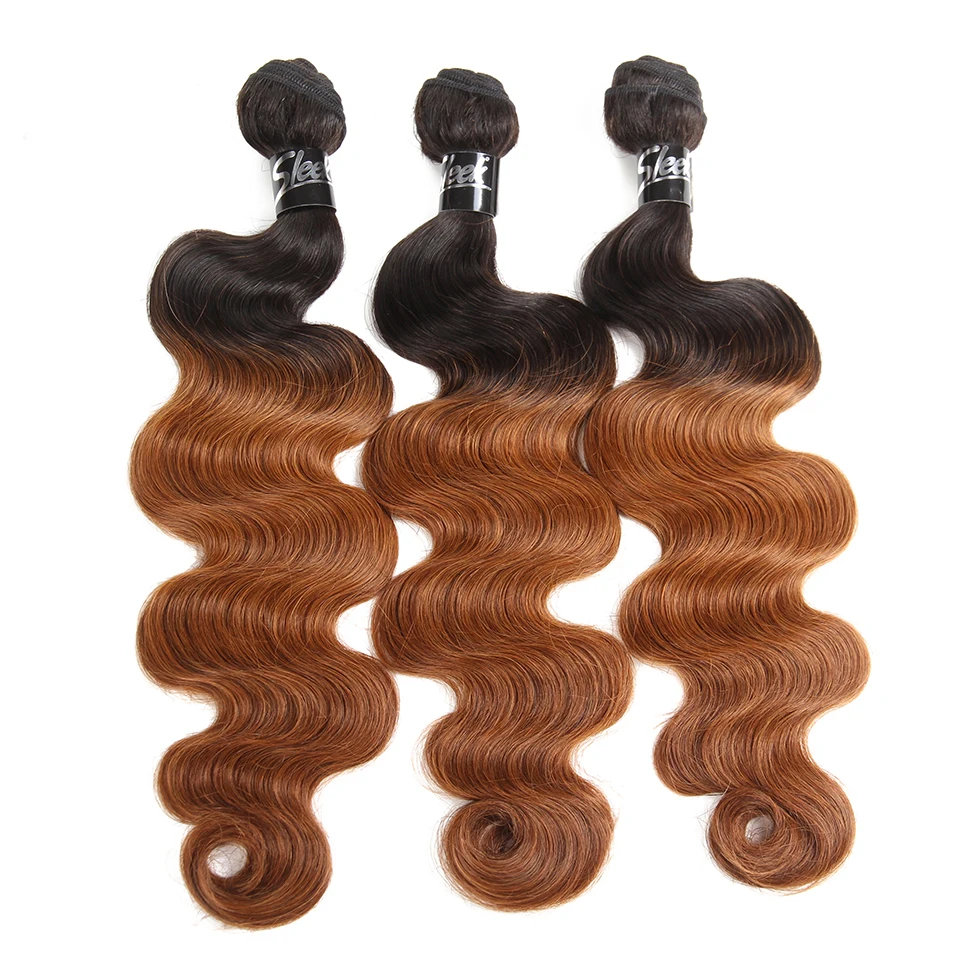 Гладкий Омбре перуанские человеческие волосы плетение 3 пучка с закрытием объемная волна 1B/30 4x4 Часть Кружева Закрытие remy волосы