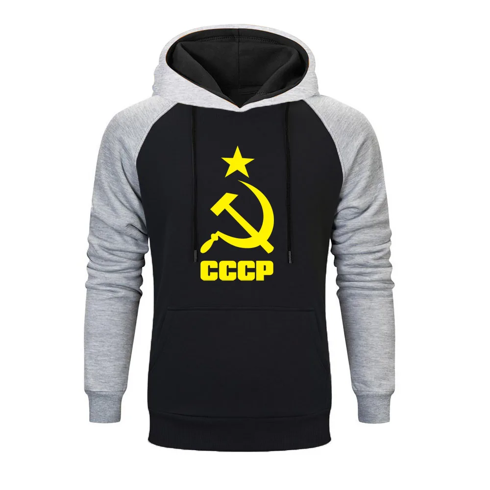 

2019 New CCCP Russian Raglan Hoodies USSR Soviet Union KGB Moscow Men Sweatshirts Brand Autumn Winter Streetwear Mens Hoodies