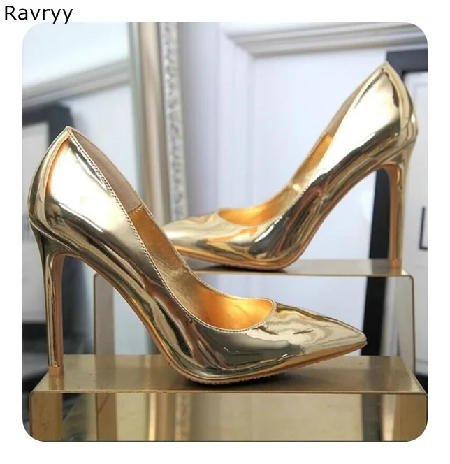 

Golden Woman high heel Pointed Toe Sexy Pumps Thin heel female dress shoes stiletto heels OL out fits elegant party shoes