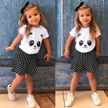 Детская одежда для новорожденных девочек с надписью; комбинезон с рисунком героя мультфильма «панда» с пышной юбкой из фатина, с бантом и с блестками и Полосатая юбка, повязка на голову гетры наряд Модные Костюмы набор